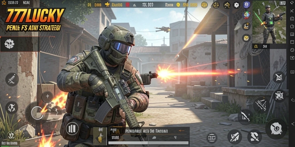 Screenshot gameplay <strong>777LUCKY</strong> menampilkan pertempuran FPS yang mendebarkan.