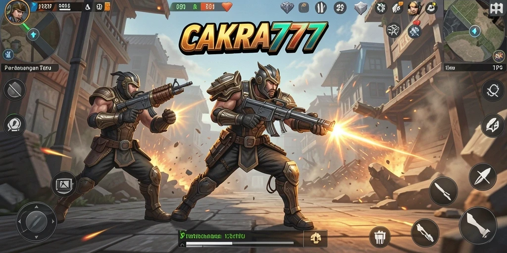 Tampilan gameplay seru dalam CAKRA777, aksi menegangkan di dunia TPS.