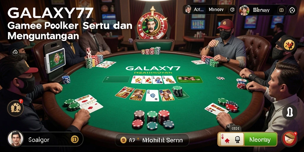 Screenshot GALAXY77 menampilkan gameplay Poker yang mendebarkan.