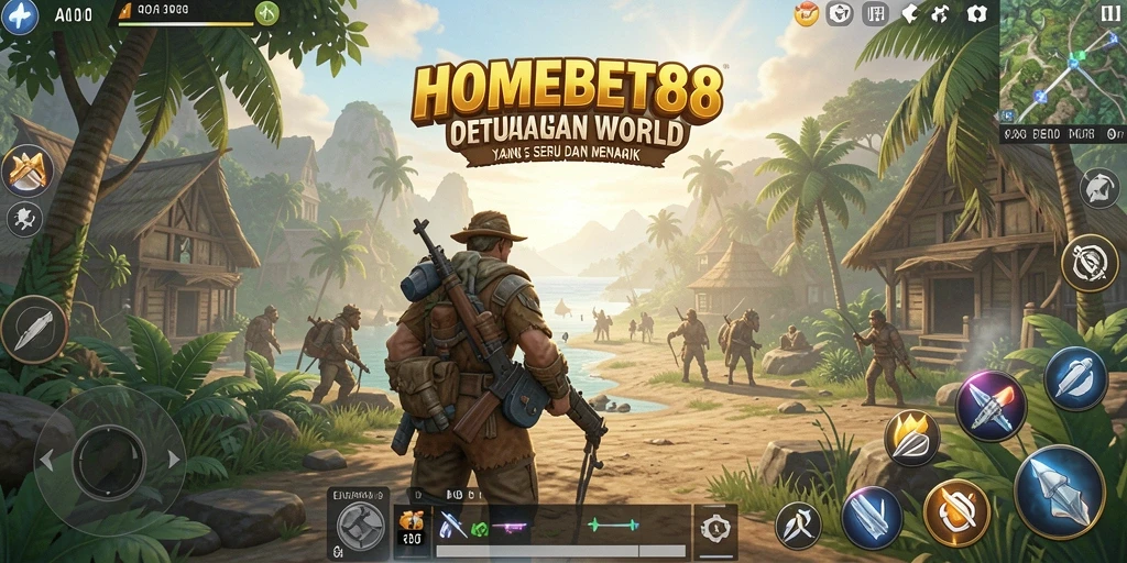 Screenshot menunjukkan gameplay seru dan dunia terbuka di HOMEBET88.