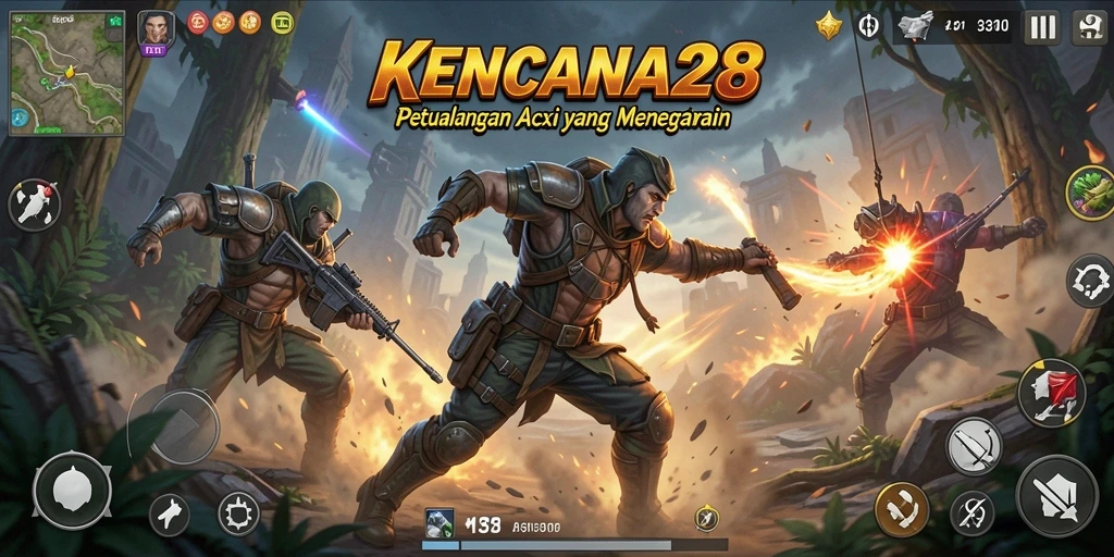 Screenshot KENCANA28 menampilkan aksi mendebarkan dan pertarungan yang intens.