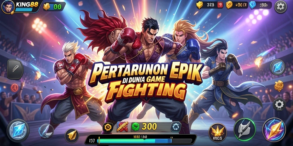 Tampilan gameplay KING88 yang intens dalam pertarungan Fighting.