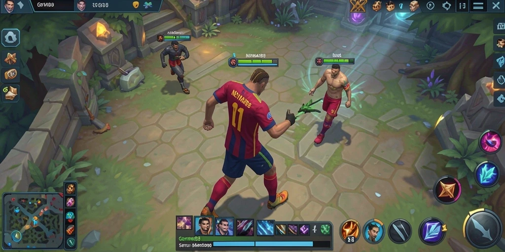 Tampilan aksi intens dalam permainan MOBA NEYMAR88.
