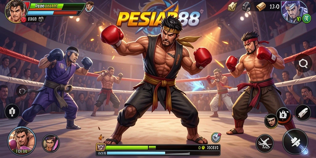 Gameplay PESIAR88 yang intens dan mendebarkan dalam pertarungan Fighting.