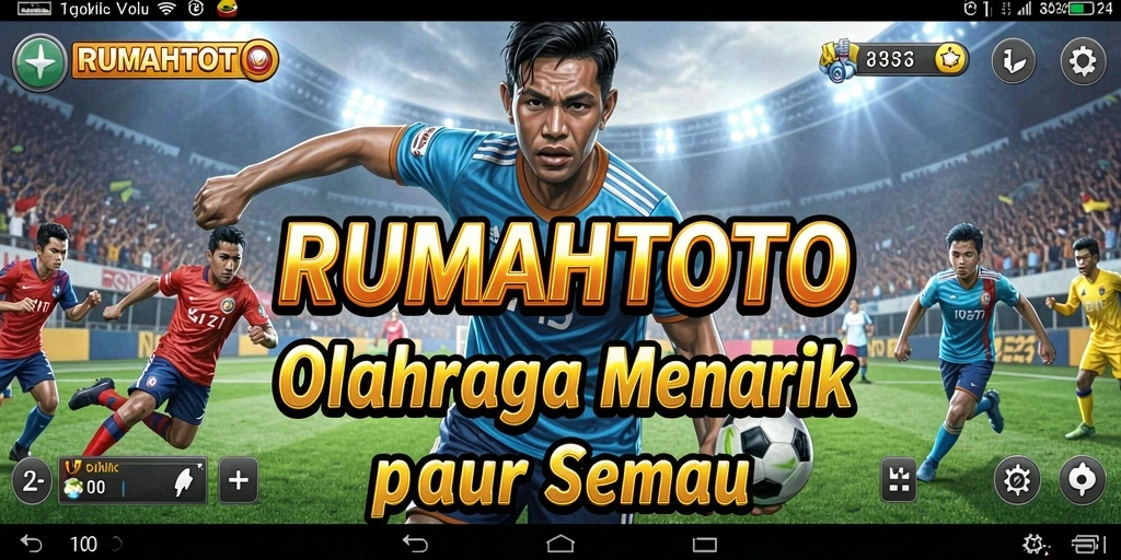 Screenshot RUMAHTOTO menampilkan pemain sedang beraksi dalam sebuah pertandingan olahraga.