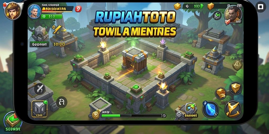 Screenshot gameplay RUPIAHTOTO menampilkan peperangan menara yang mendebarkan.