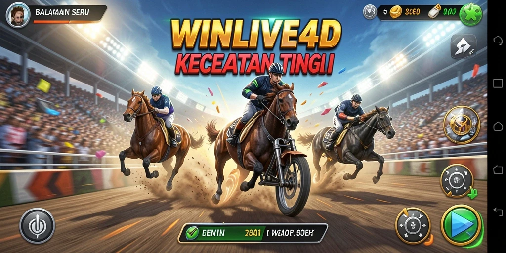 Tampilan gameplay seru dalam balapan mobil cepat di WINLIVE4D.